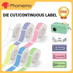 Phomemo D50 Label Maker Tape Thermal Self-adhesive Thermal Label Paper Sticker Barcode Labeling Machine for School Home Office