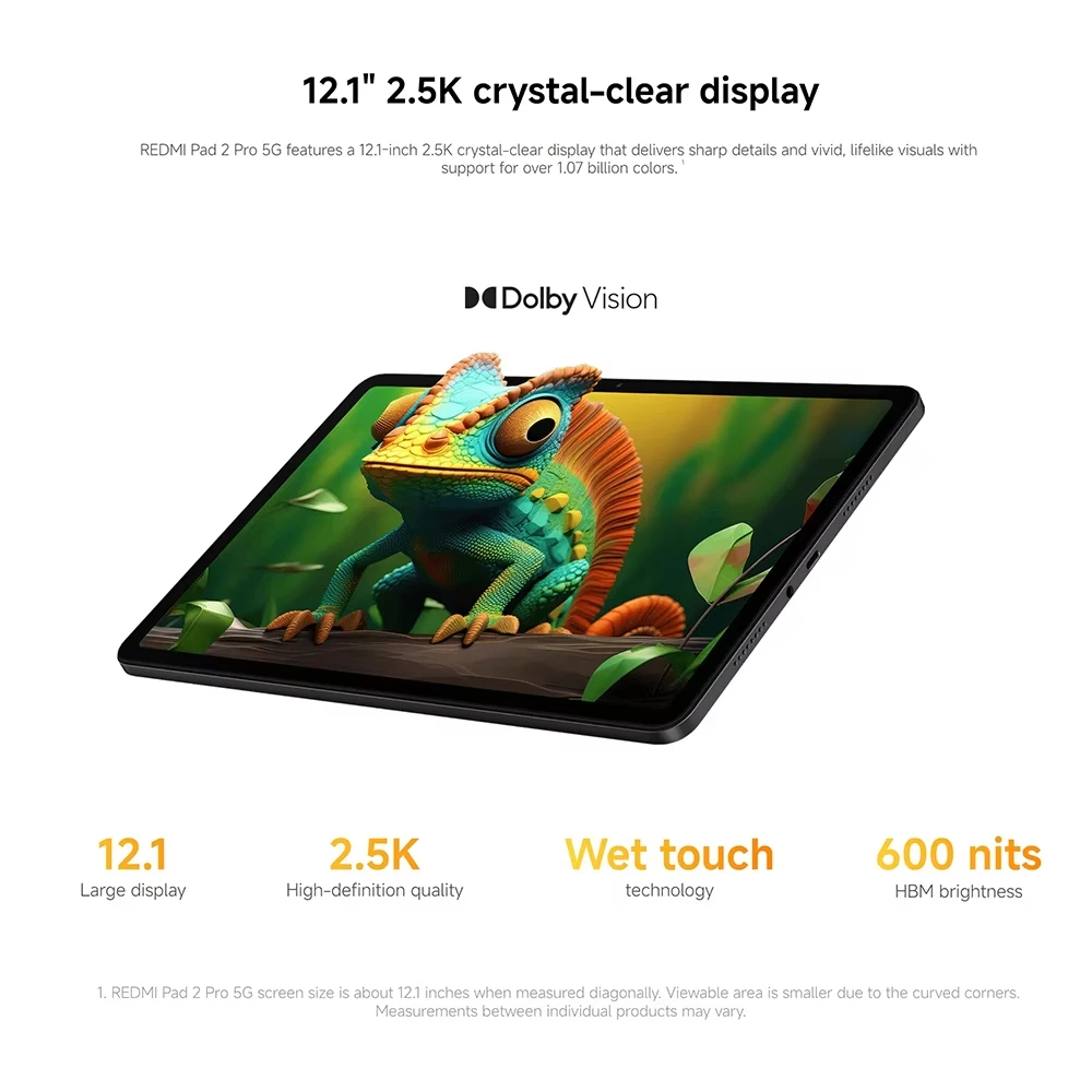 Tablet Xiaomi Redmi Pad 2 Pro 5G Versión Global, 8GB 256GB, Procesador Avanzado de 4NM con 5G + eSIM, Pantalla Cristalina de 12.1 Pulgadas y 2.5K 4