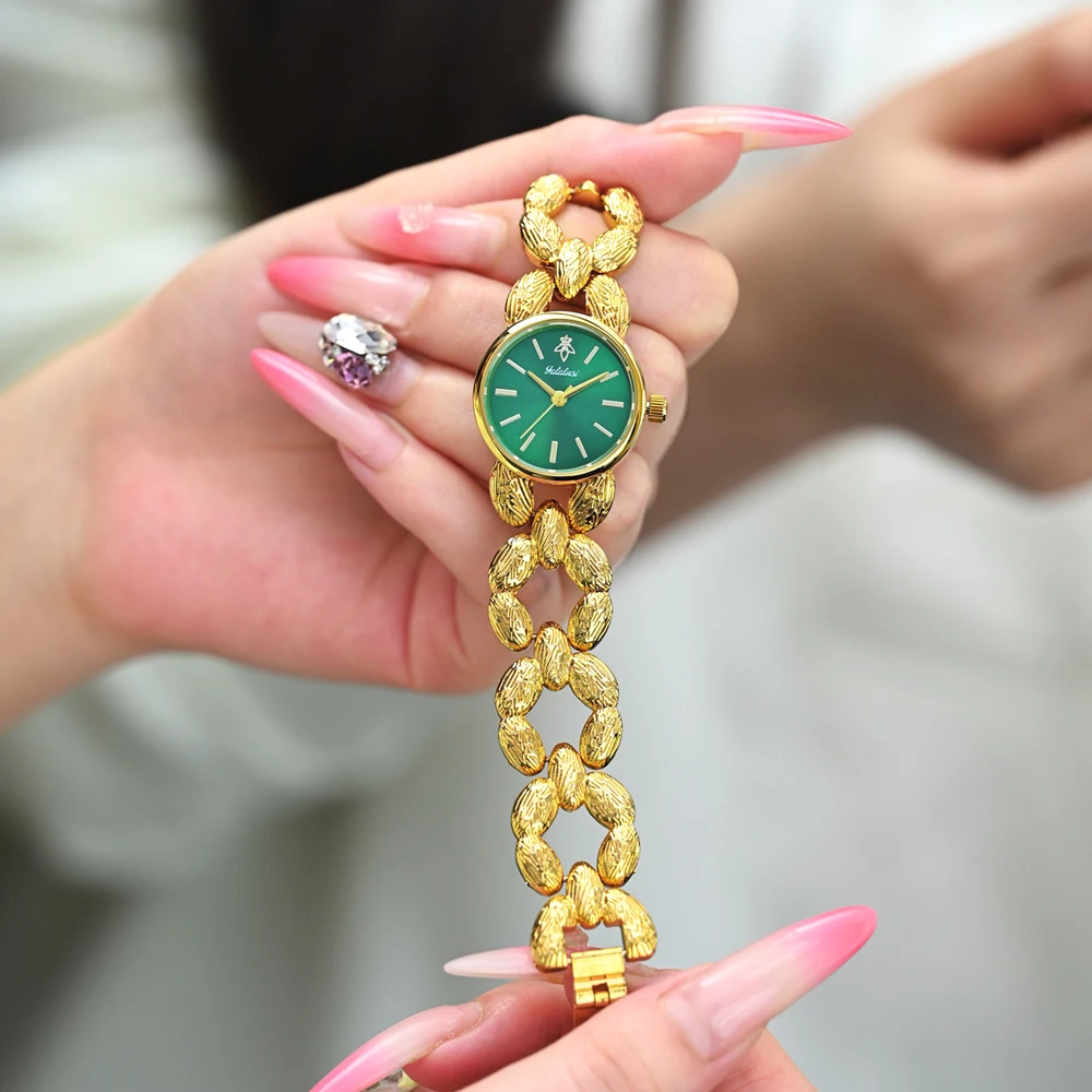 Yalalusi Golden Quartz Watch Fashion Bracelet Watches For Women Luxury Lady Wristwatch Female Clock Dress Gifts 2026 New