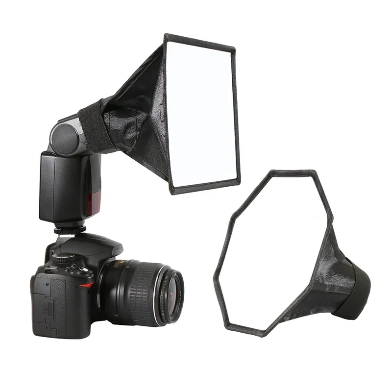 2 Pack Flash Diffuser Light Softbox, Octagon Soft Box+Square Softbox for Canon/Nikon/Yongnuo Speedlight