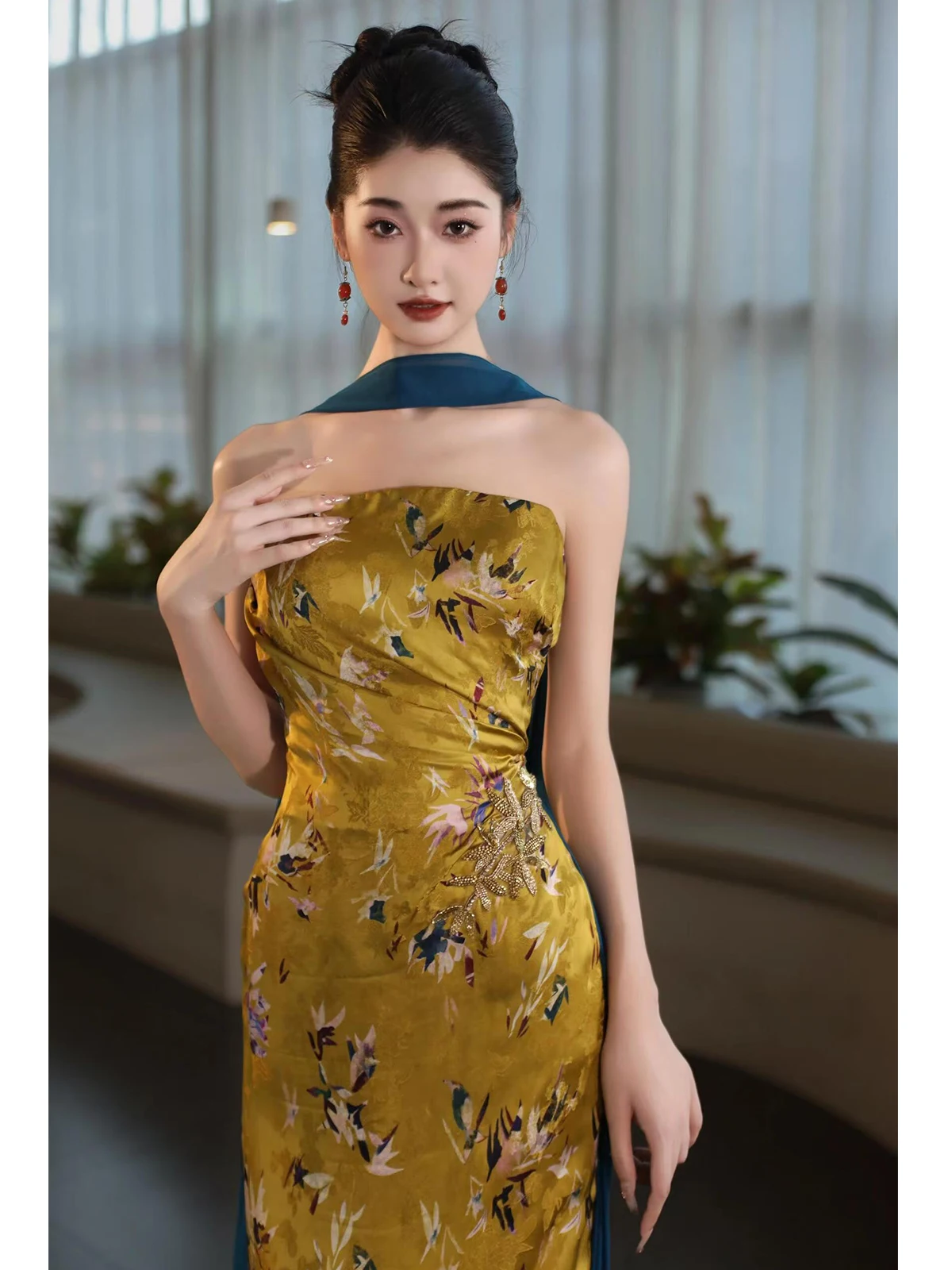 

Ele Chinese Sle Bridal Robe Women's High-End Wedding Dr Cusizable Engagement Ceremony Luxury mat National ...