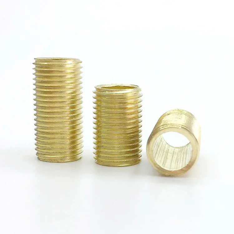 Non-magnetic rustproof brass hollow threaded tube outdoor lighting cable outlet fine  thread copper hollow screw threaded tube