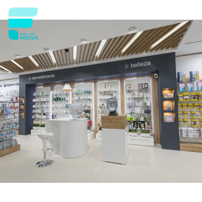 Customized-Modern Medical Store Counter Design Pharmacy Display Cabinet Medical Shop Furniture Pharmacy Equipment