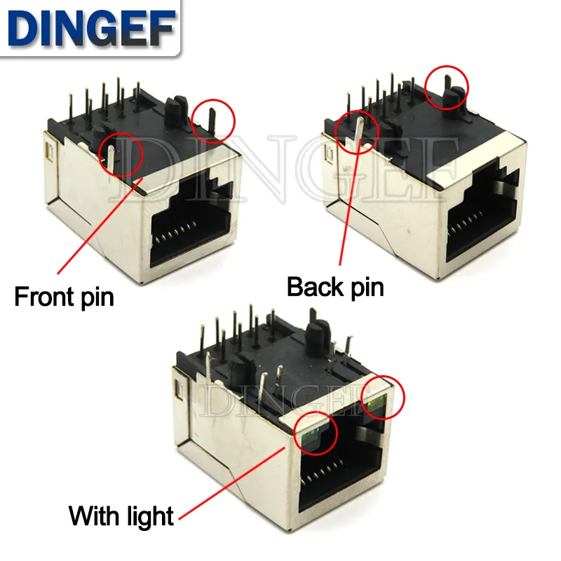 RJ45 59 Metal Female PCB Right Angle Board Jack Connector 8P8C Crystal Head Socket 21mm Network Interface Long bodies