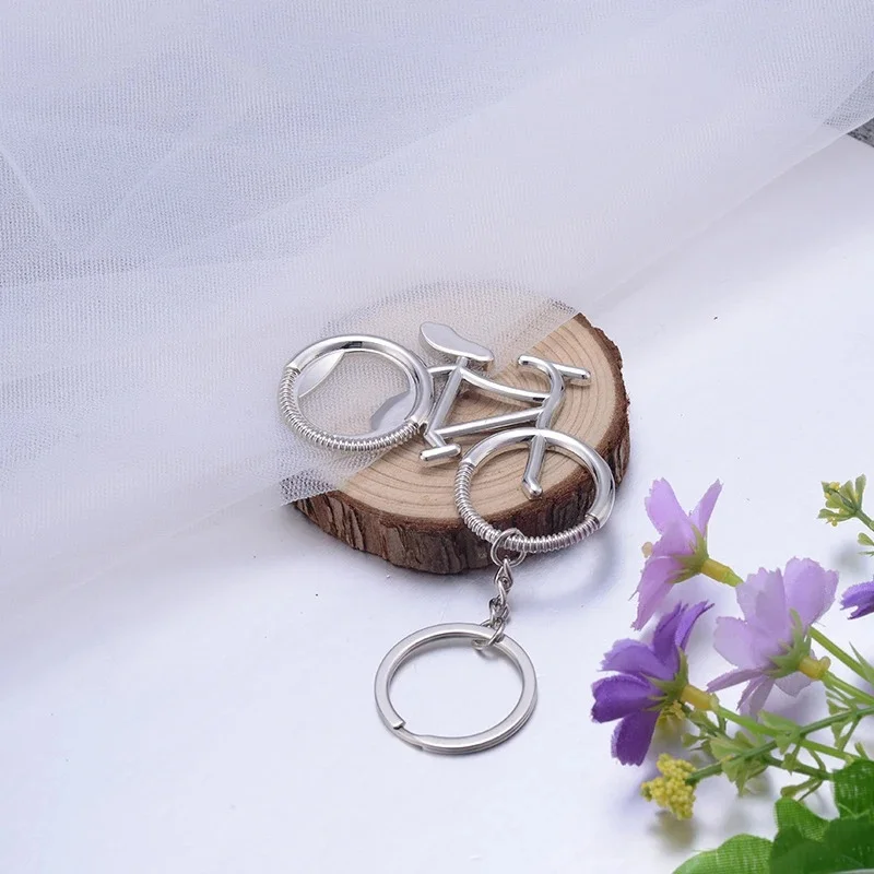 Creative Metal Beer Bottle Opener Fashion Cute Bike Bicycle Keychain Key Rings For Lover Biker Bottle Openers Men's Gift