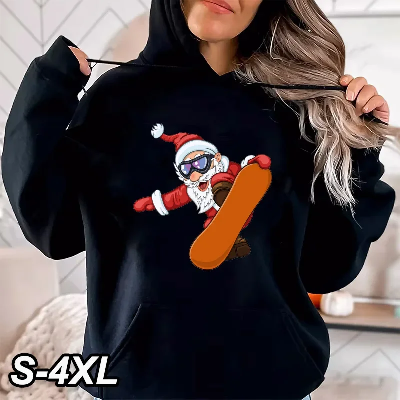 Sudadera navideña para hombre, sudadera con diseño divertido de Papá Noel esquiando, sudadera unisex deportiva.