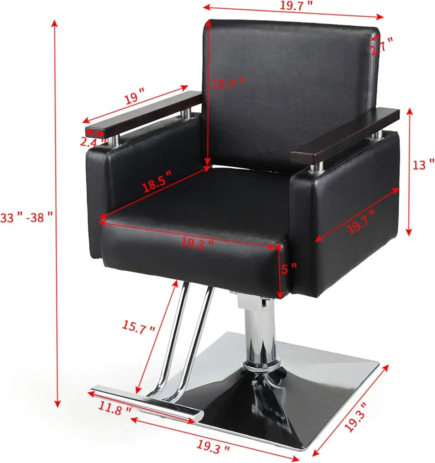 Barber Chair, Hydraulic Styling Chair with 360° Rotation, Heavy Duty and Adjustable Height for Barbershop, Home Use, Tattoo Shop