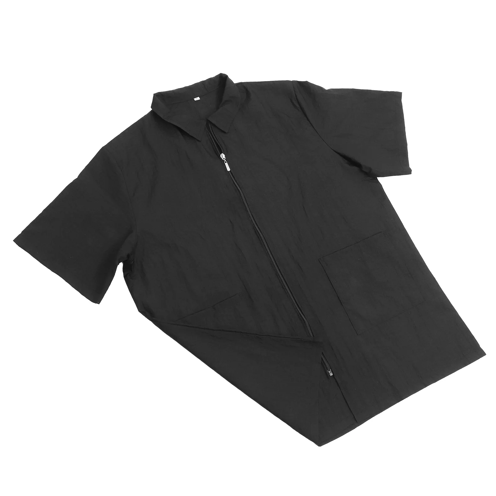 Haarfärbekleidung, Schwarz, hochwertig, wasserdicht, kurzärmelig, Arbeitskleidung, Umlegekragen, Taschendesign für Haarbehandlung, Mann