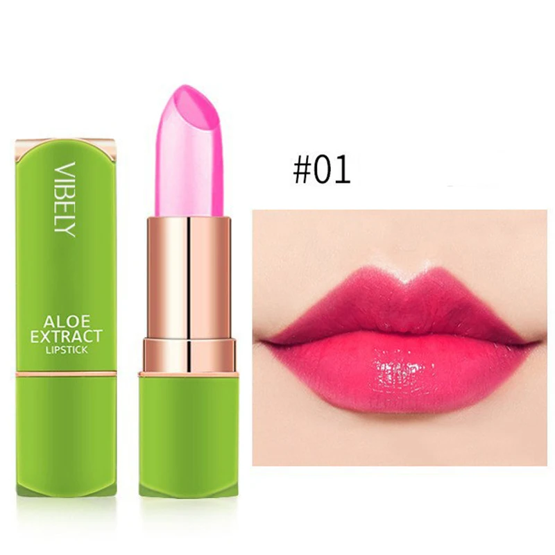 1PC Aloe Vera Lipstick Lip Tint Color Changing Jelly Lipsticks Lip Balm Hydrating Moisturizing Lasting Makeup Lip Stick Cosmetic