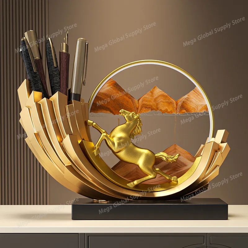 

Modern High-End Success Sand Art Figurines Modern Design Pen Holder Office Desktop Display Home Decoration Статуэтки