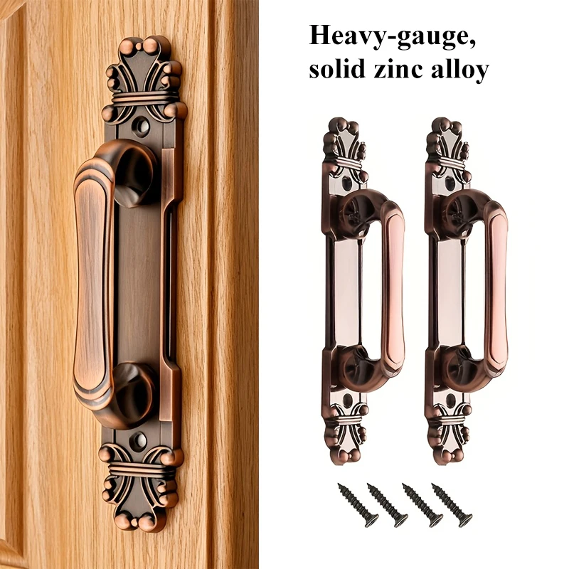 2Pcs Sturdy Zinc Alloy Door Handles, Door Pulls No Drilling Required, Easy to Install, Perfect for Double Doors, Cabinets, Stora
