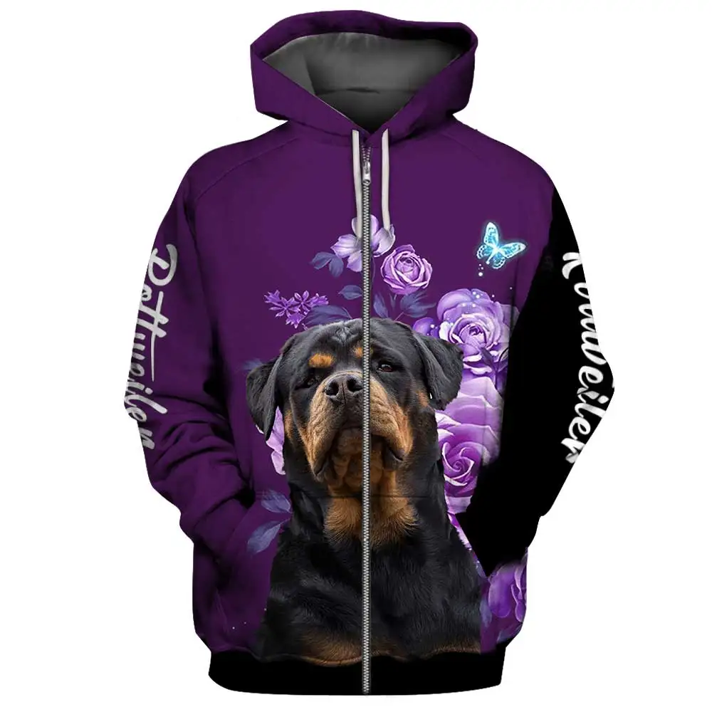 HX Fashion Animals Zip Hoodies Yorkshire Terrier Make Life Whole Hoodies Dogs Floral Graphic Tops Harajuku Sportswear