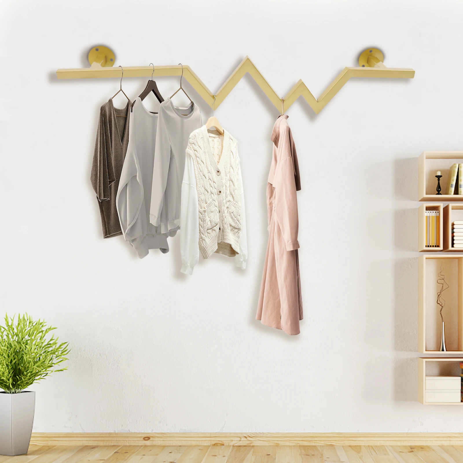 Clothes Hanger Wall Mounted Clothes Rack Space-Saving Clothes Organizer Detachable Multi-Purpose Hanging Rod for Closet