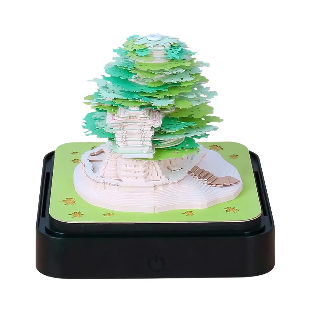 Memo 3D Romántico Casa del árbol sala de oración Panda DIY tiempo desgarrable arte calendario Bloc de notas regalo 3D hoja de colección J2X7, nuevo, 2025