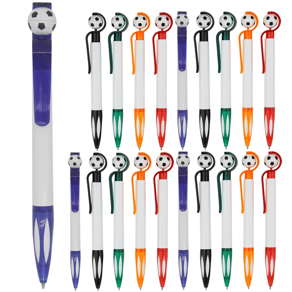 

20pcs Ballpoint Pens Football Theme Kids Office Stationery Red Blue Black Green ange Colors Practical Smooth Writing