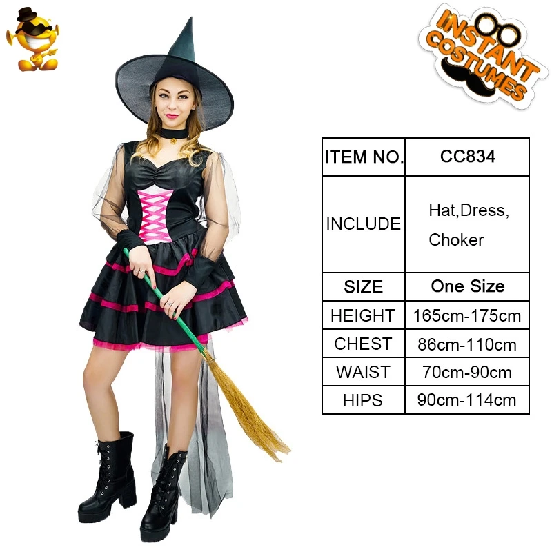 Disfraces de bruja sexys para mujer, disfraz de Halloween, Purim, ropa de mujer adulta, Vestido corto de lujo para fiesta, ropa de juego de rol