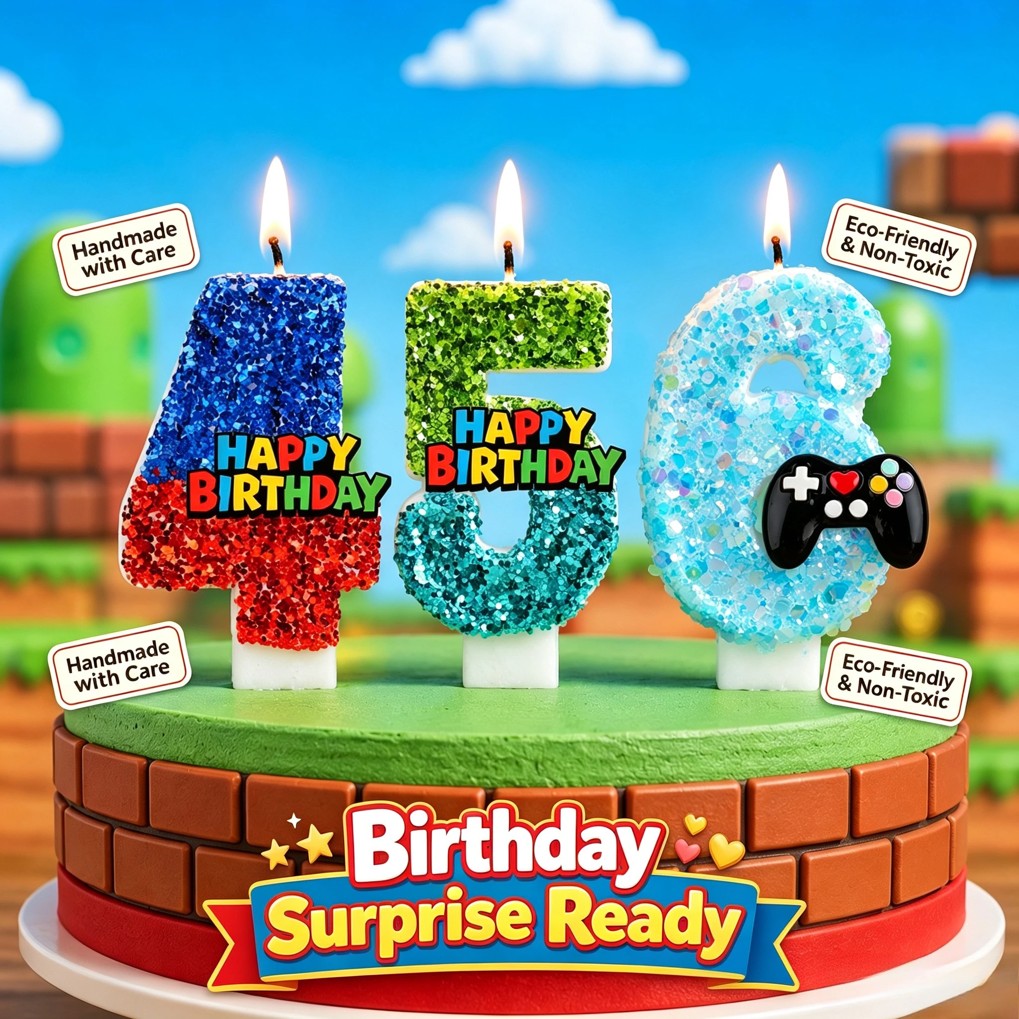 Super Bros Birthday Cake Candle Creative Cake Decoration Candle For Birthday Party Decor Photo Booth Celebration Favors Supplies