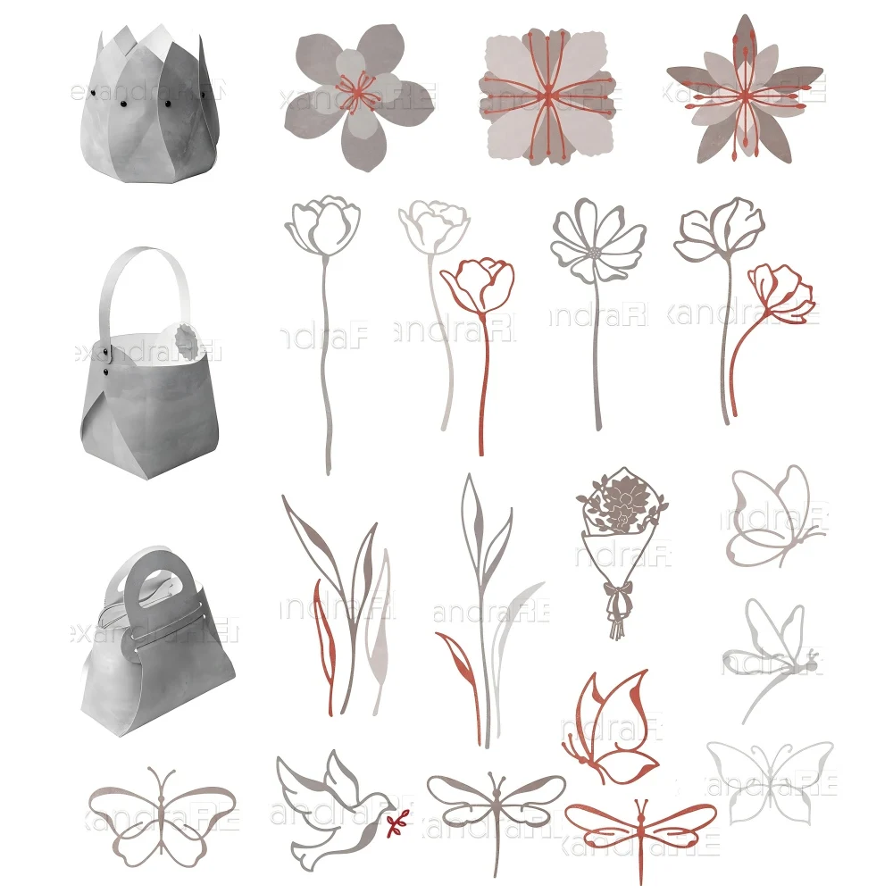 Piggy Craft troqueles de corte de metal, moldes de corte, serie de flores y mariposas, moldes de cuchilla para manualidades de papel de scrapbook, plantillas de punzonado
