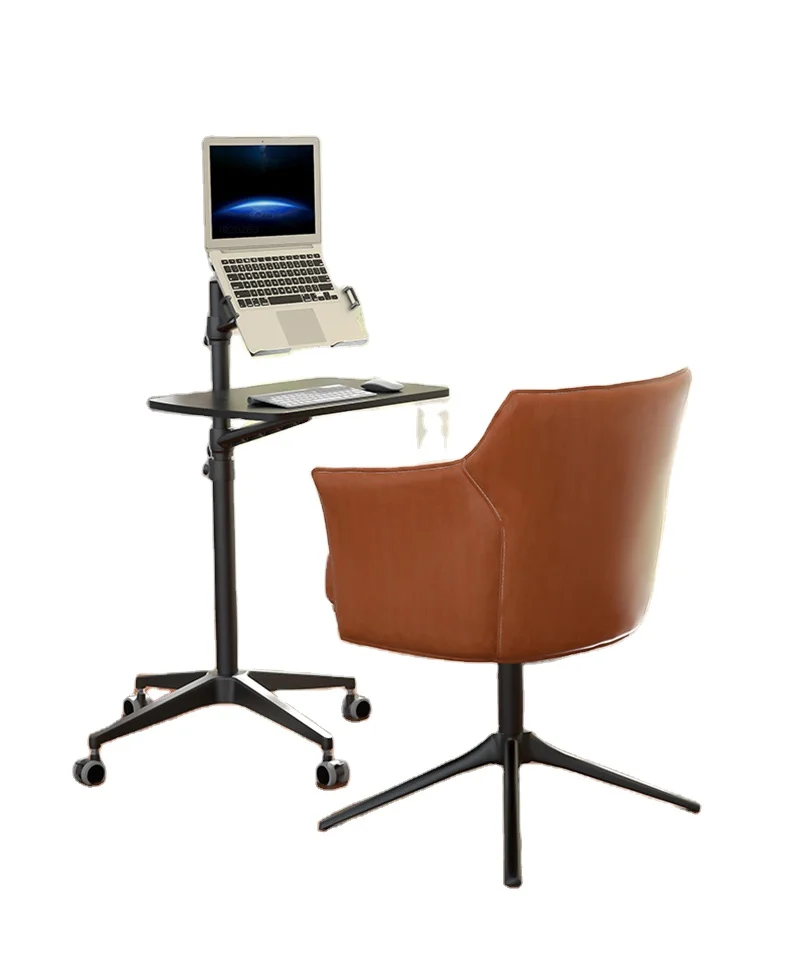

Aluminum UT-2 Full Motion 2 In 1 Laptop Floor Stand With Wheels Monitor Keyboard Support Stand Height Adjust Moving Laptop Desk