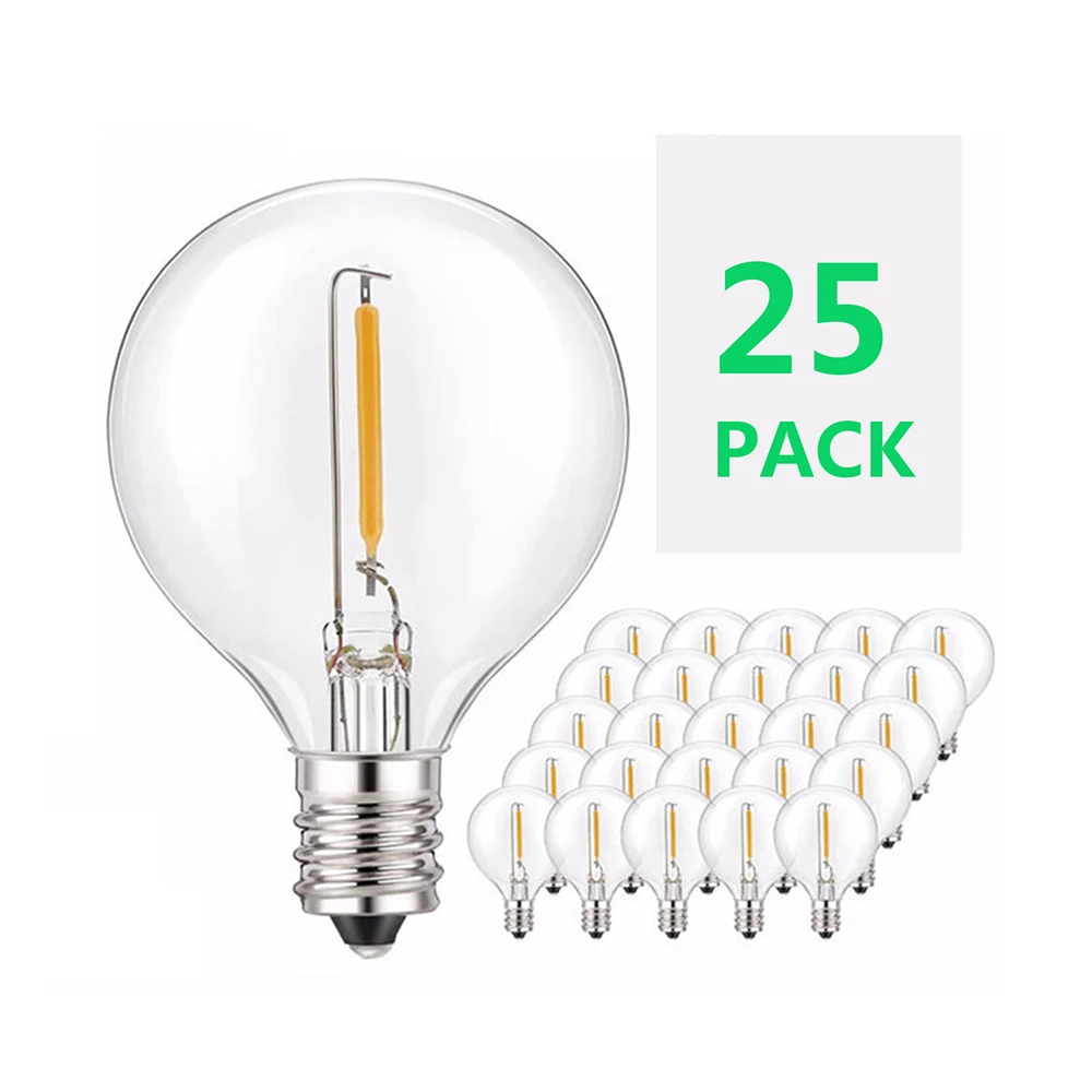 6/25Pcs G40 LED String Light Bulb LED Lamps and Tubes 120V/220V Tungsten LED Bulbs E12 Base Socket Holder Bulb For Home Outdoor