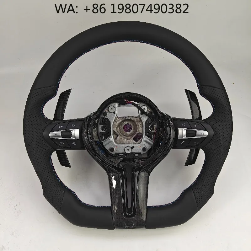 

Punched Leather Carbon Fiber Steering Wheel Custom LED Sport For New Family SUV Auto Interior