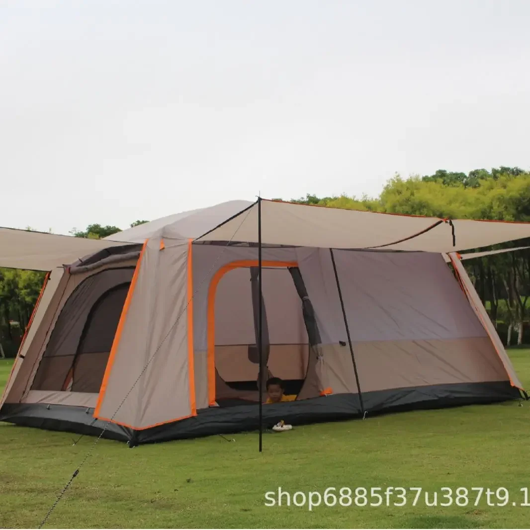 Two Rooms and One Hall Rainstorm Camping Tent 3-6-12 People Camping Picnic Shading Big Tent All Inclusive