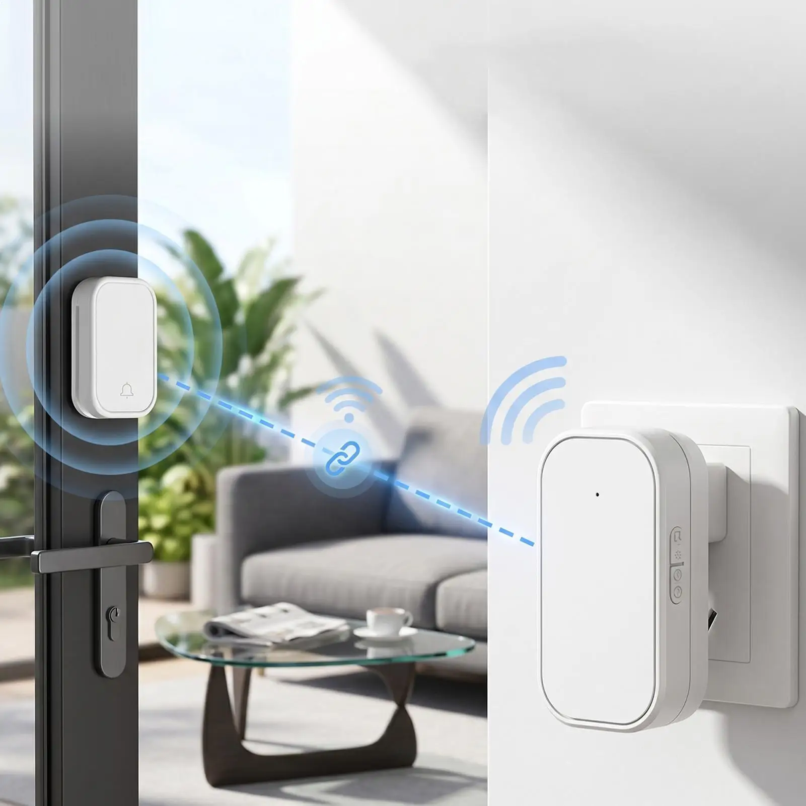 Wireless Door Bell Cordless Waterproof Adjustable Volume Home Accessory Indoor Door Bell For Home Yard Garages Entryway Studios