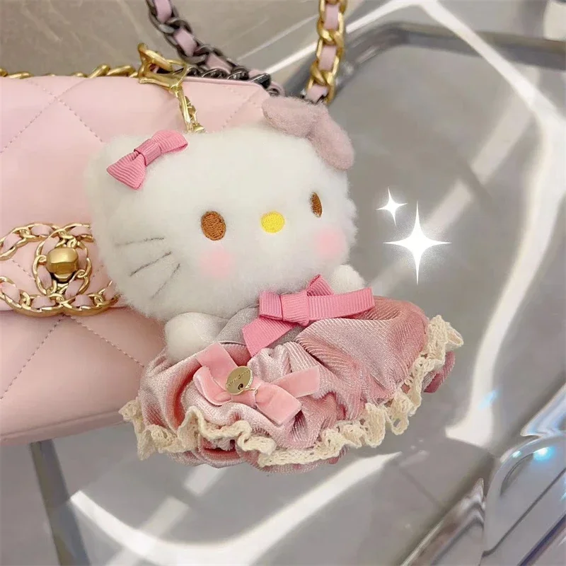 Sanurgente-Peluche douce Hello Kitty, beurre, dessin animé mignon, breloque KT, ornements de mode, décoration de sac d'école, jouets pour filles et enfants, cadeaux