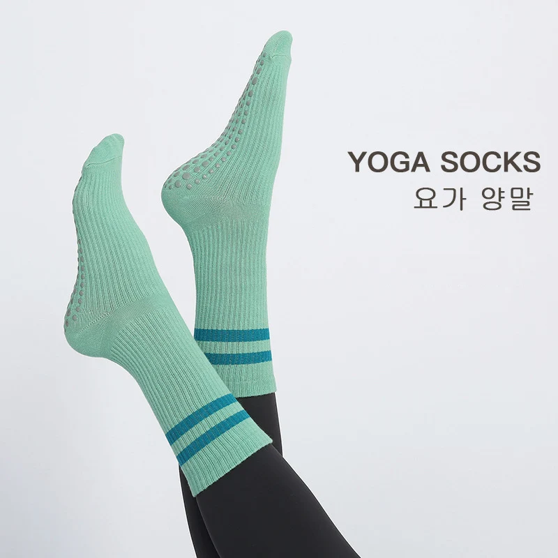 Mid-tube Women Pilates Socks Breathable Anti-Slip Yoga Socks Cotton Ladies Ballet Dance Elasticity Fitness Sports Socks