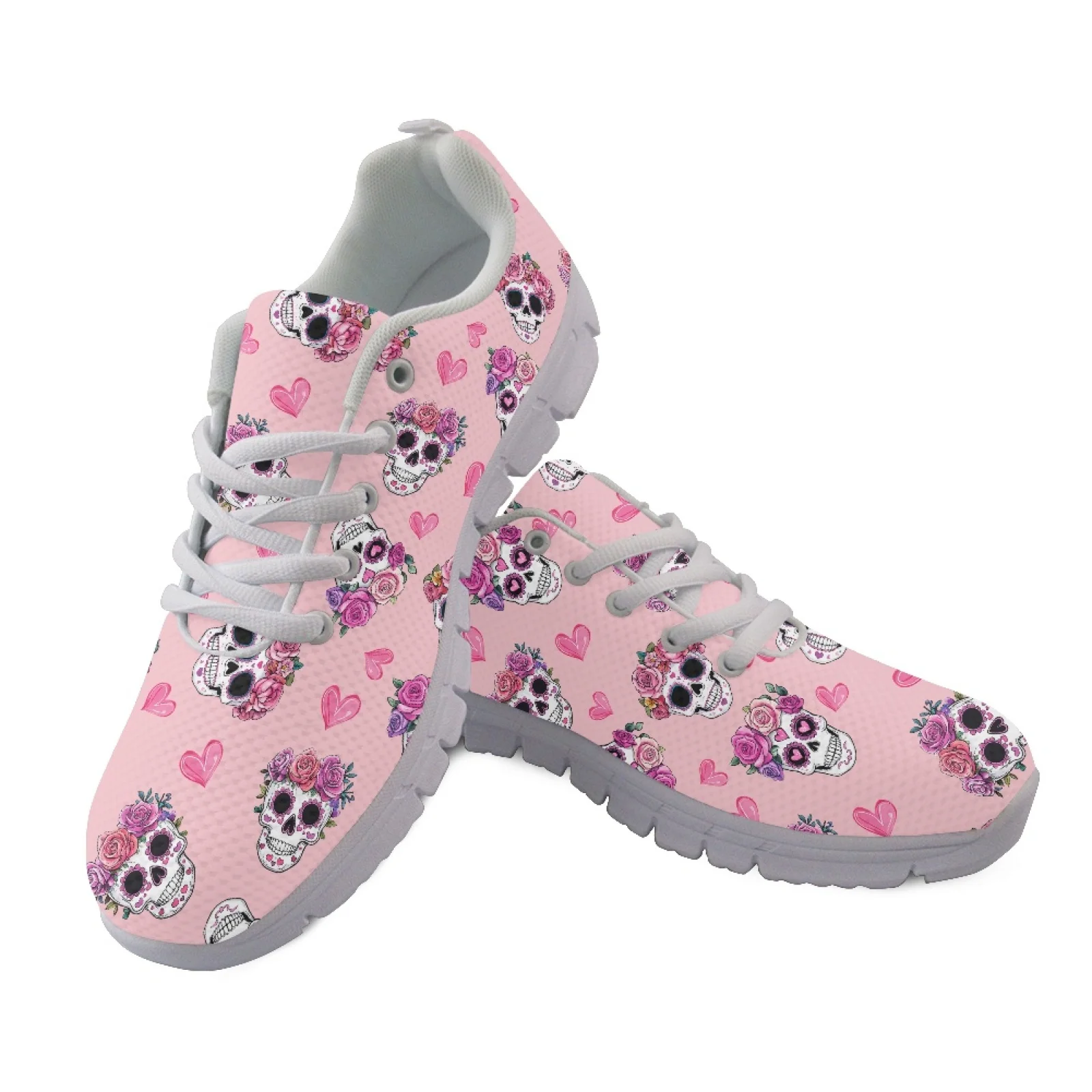 Coloranimal Skull and Rose Print Mesh & EVA Sole Women Running Shoes Comfortable Walking Sneakers for Womens 2026 New
