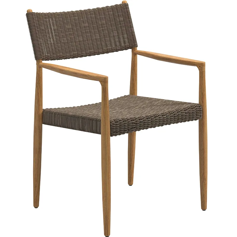 

Outdoor rattan table and chairs modern leisure terrace garden balcony wooden dining table villa courtyard outdoor dining chairs