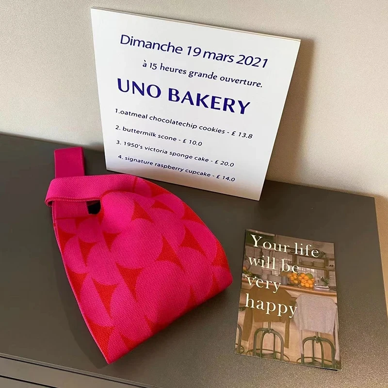 

Summer Knitted Beach Bag For Women Weaving Reticulate Small Top Handle Bag Ladies Square Shoulder Bags Fashion Handbag