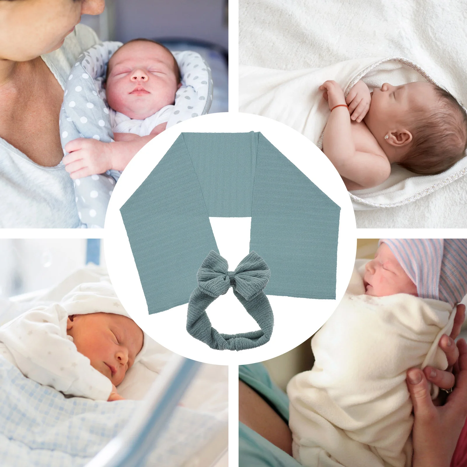 

1Set Baby Swaddle Blanket Headband Set Newborn Receiving Blanket Skin Friendly Not Easy to Fade for Boys Girls