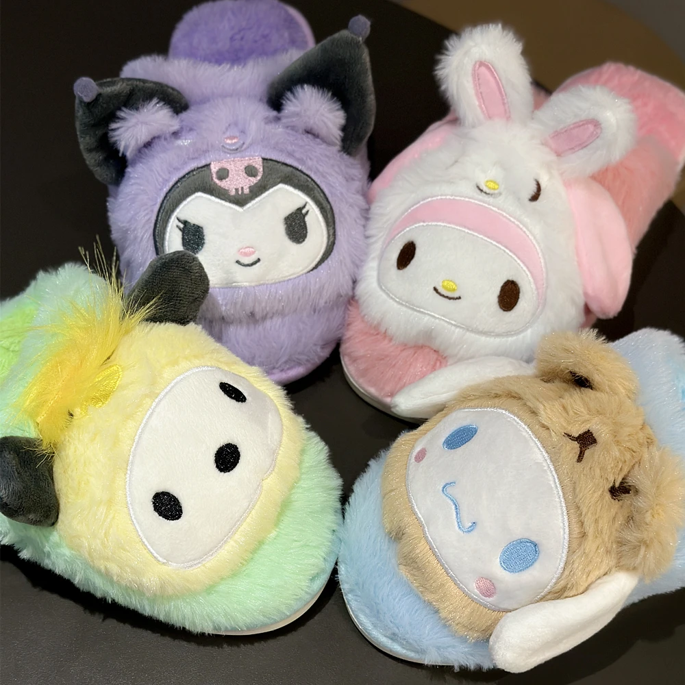 Kuromi My Melody Slippers Warm Indoor Shoes Kawaii Cinnamoroll Pochacco Home Cotton Shoes Sweet Japanese Style Shoes Non-slip