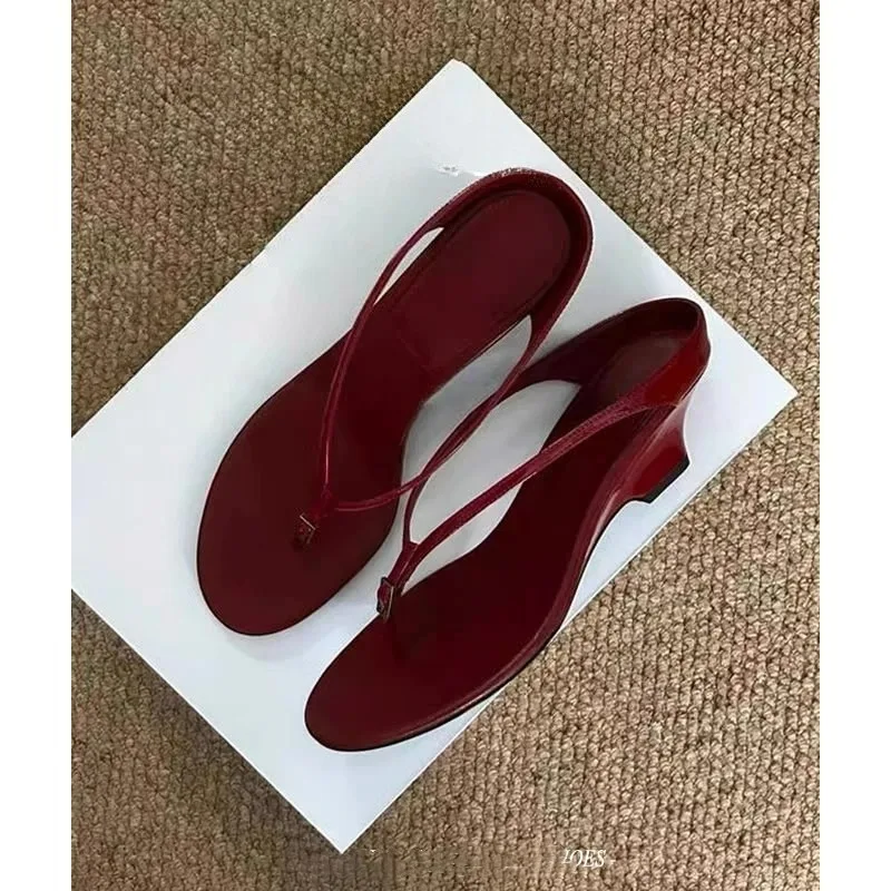 Fashion Thin Pumps Slippers Runway Toe Loop Sandals Celebrity Slides Women Red High Heels Club Ring Flip Flop view 5