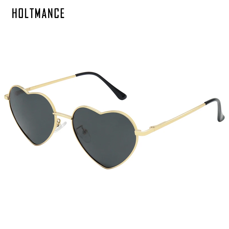 

HOLTMANCE Fashion Metal Frame Heart Lens Sunglasses for Women Luxury Brand Design Small Love Men Sun Glasses UV400 Christmas