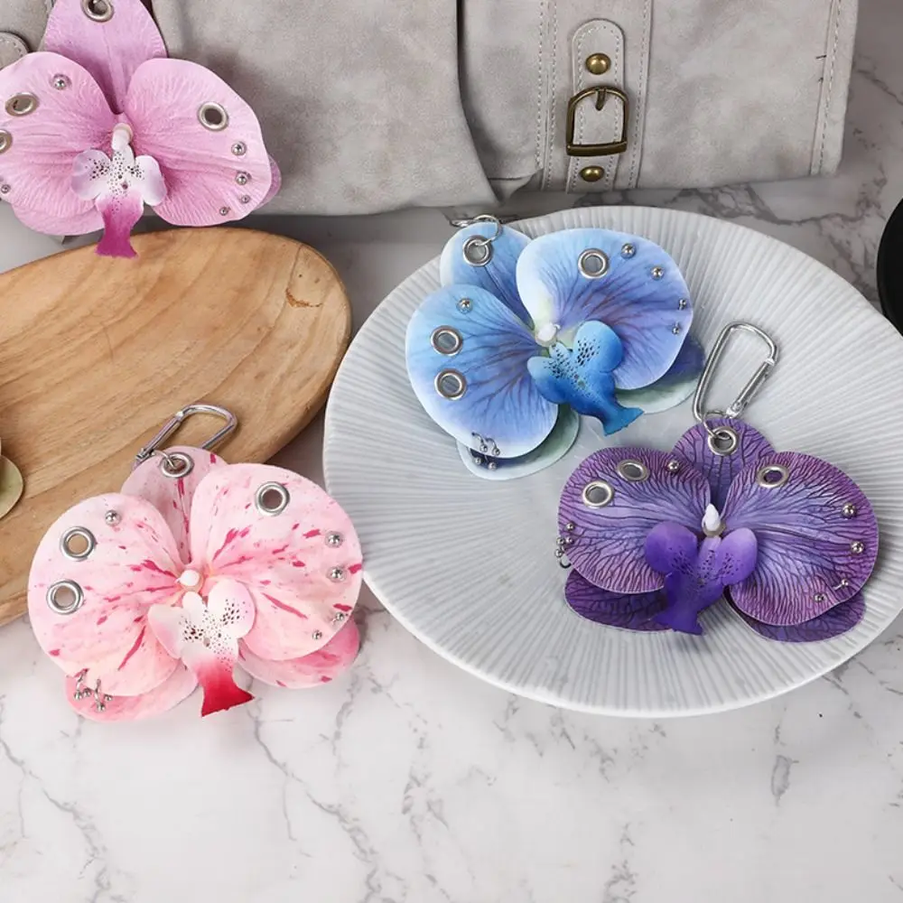 Phone Charms Phalaenopsis Orchid Keychain Keyring Elegant Imitation Flower Pendant Fashion Decoration Bag Pendant Bag Ornaments