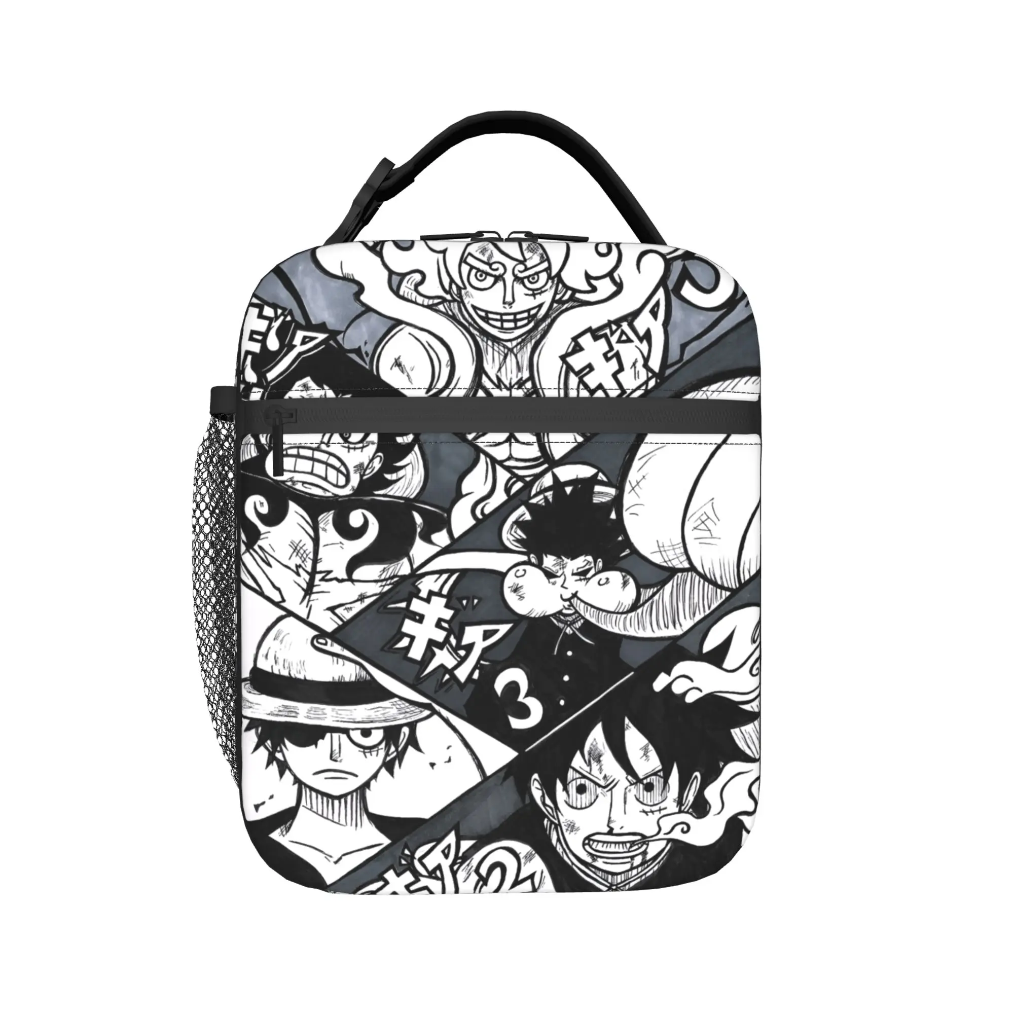 Custom One P-Pieces Luffys Lunch Bag Cooler Thermal Cartoon Comic Insulated Lunch Box for Office