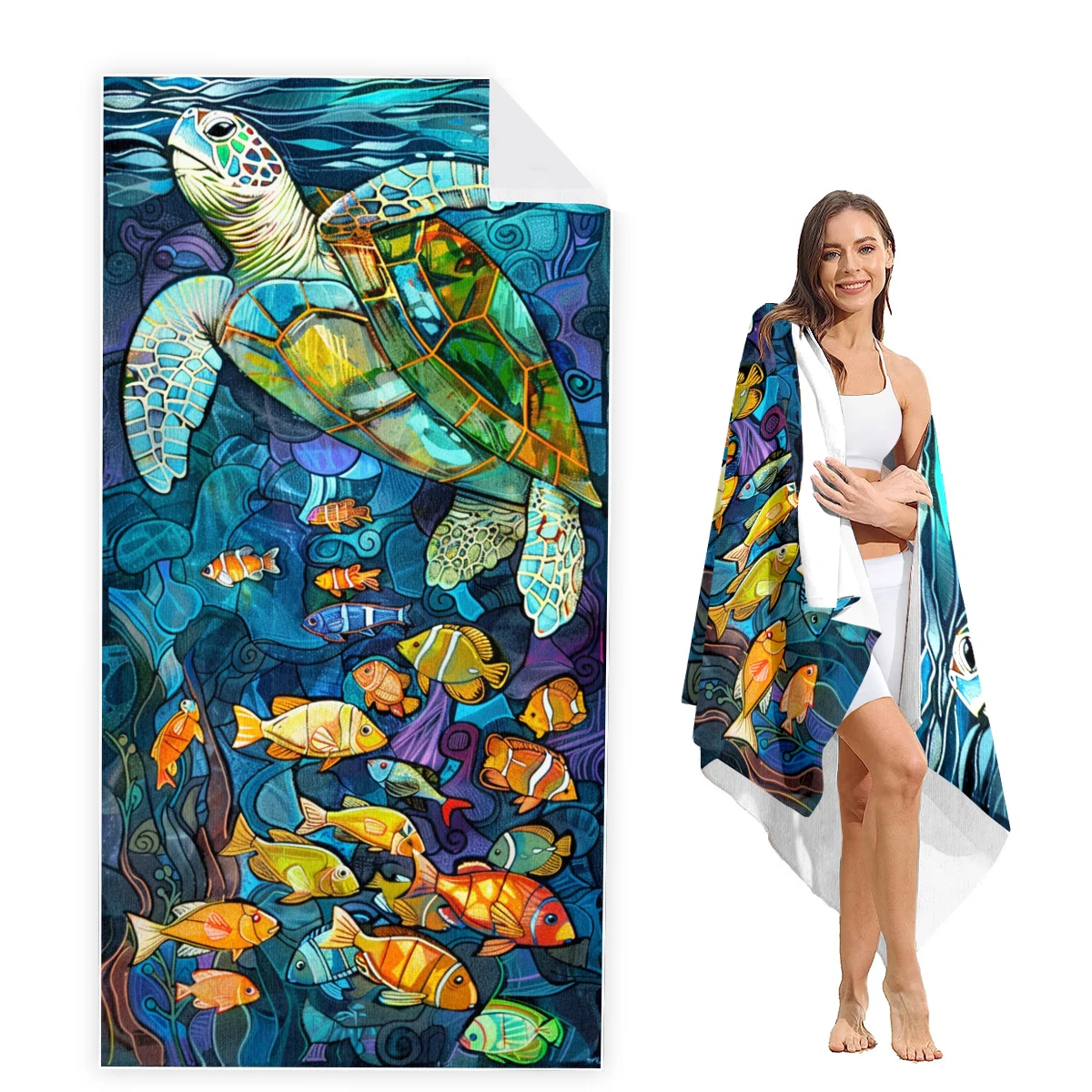 

Turtle Beach Towel Oversized, Super Absorbent Sand Free Thick Microfiber Beach Towel,Beach Towels for Kids,Men,Women