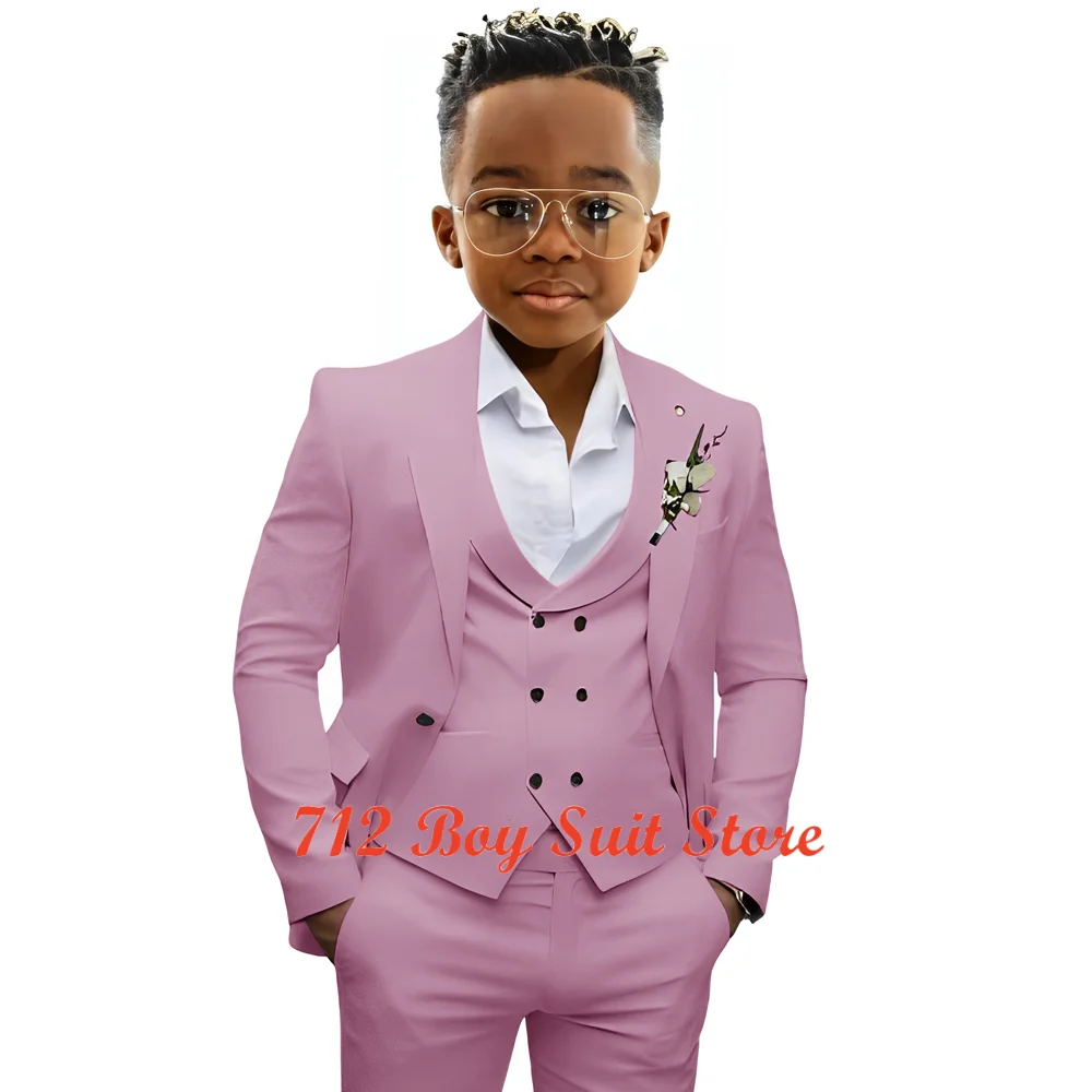 Formal Boys Suit 3 Piece Slim Fit Jacket Vest Pants Notch Lapel Blazer Tuxedo Solid Kids Suits for Wedding Party