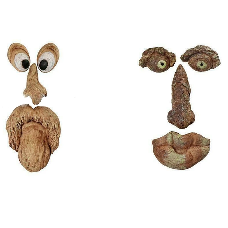 

Статуя лица дерева на открытом воздухе, украшение из коры старика, гримаса, забавное искусство двора, реквизит для открытого сада на дереве