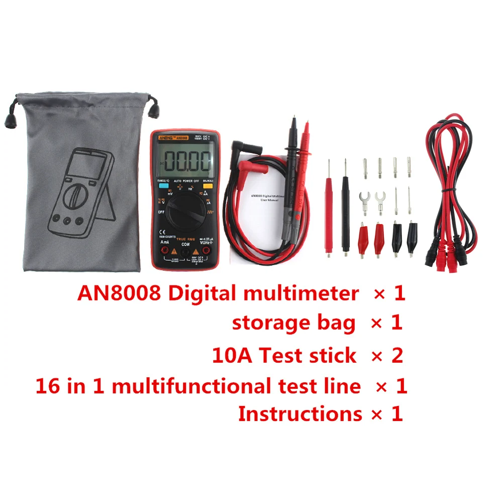 AN8008 cyfrowy profesjonalny multimetr AC/DC Ture RMS precyzyjny inteligentny miernik 9999 zlicza auto-zakres diody Tester rezystancji