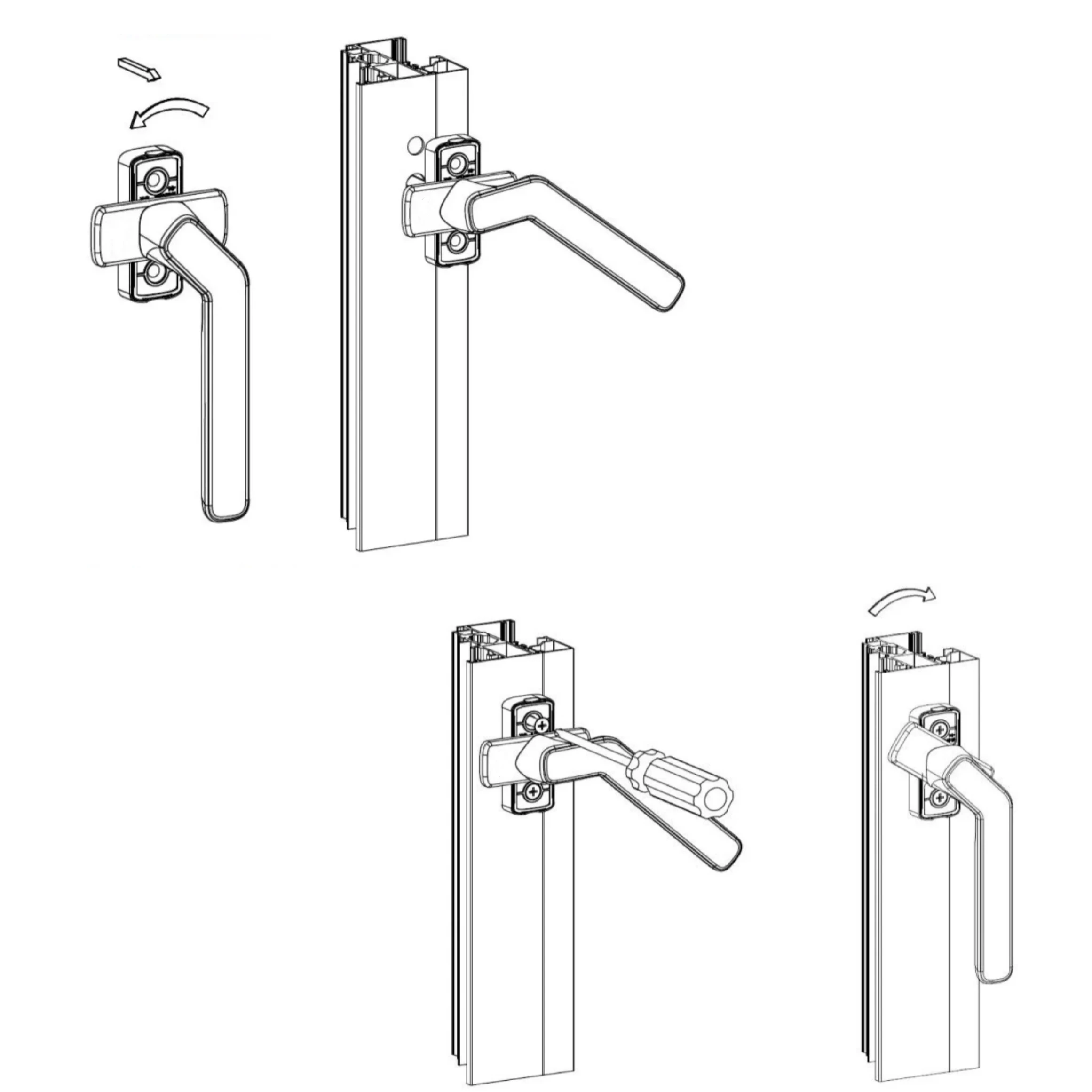 Tilt and Turn Window Handle, Espag Handle for Thermal Break Aluminum Casement Windows with Built-in Insect Screen, Left or Right