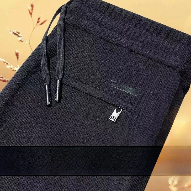 

Мужские рабочие брюки свободного кроя на подкладке с эластичной резинкой на талии, вельветовые брюки на осень-зиму, теплые повседневные брюки с прямыми штанинами