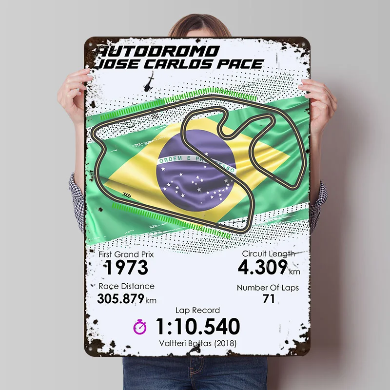 F Racing Brazilian GP Printed Poster Customized Wall Art Retro Vintage Metal Tin Signs for Bedroom Decoration Room Accessories