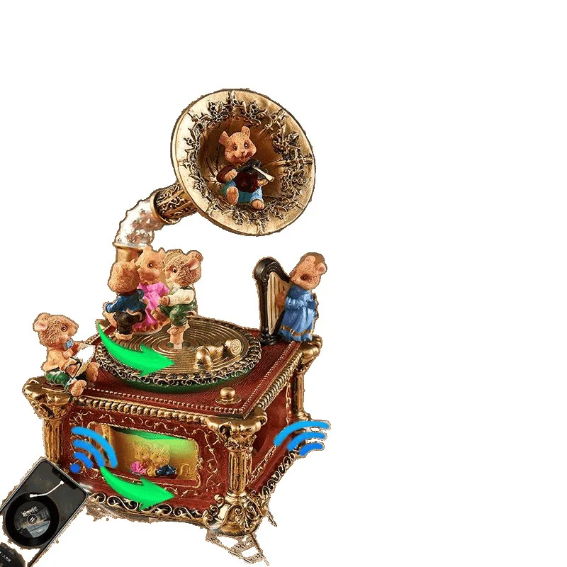 

Retro music box, phonograph, Bluetooth music box, Sky City, send girls, girlfriends and children.