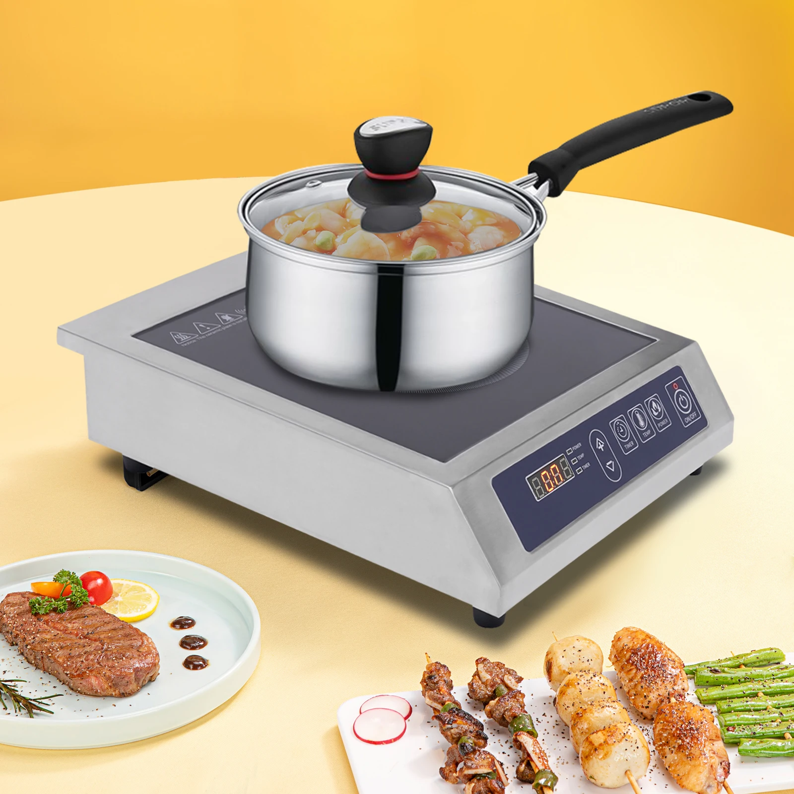 Home Induction Cooker High Power 3500w Buttons Control Commercial Glass Cooking Plate Electic Stove Countertop Heating Plate