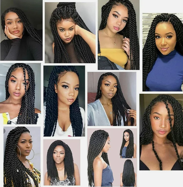 Afroamerikanische Box geflochtene Afro geflochtene Lace Front Perücken Zöpfe synthetische Perücken