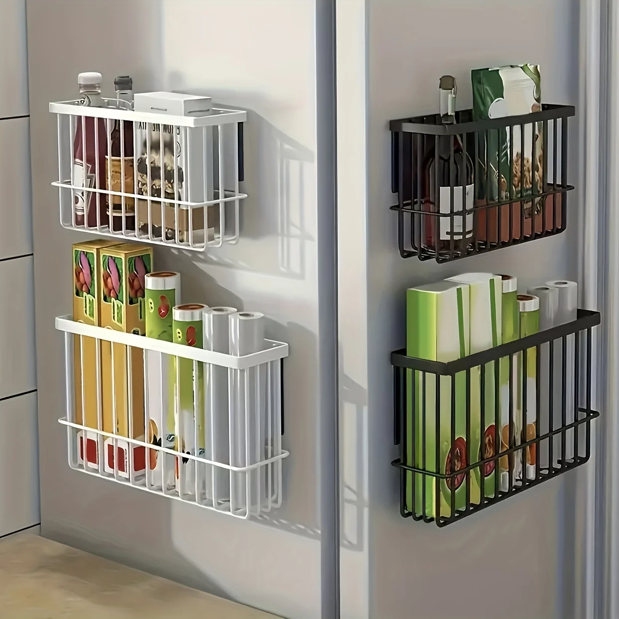 سلة تخزين مثبتة على الحائط، رف منظم معدني مكون من قطعتين لغرفة غسيل المطبخ والحمام. توفير المساحة والقانون!
