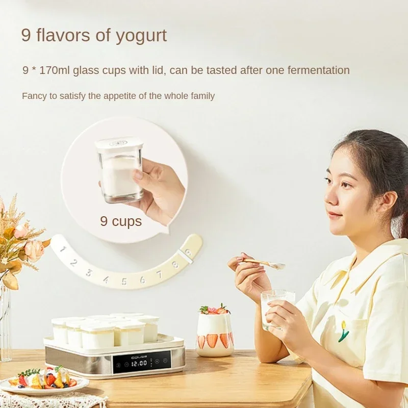 Yogurt Maker Machine Home 9 Cups of Small Automatic Fermentation Machine Fermented Bread Rice Wine Kitchen Appliances 요거트 메이커